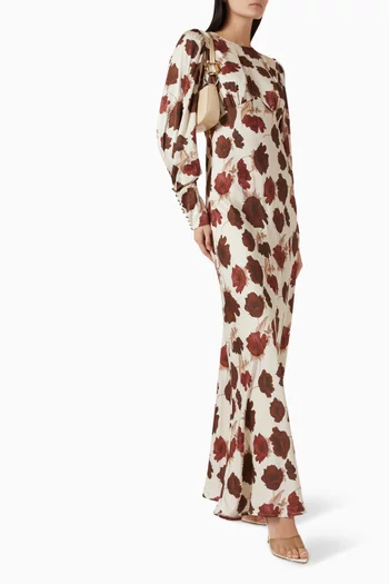 Alize Floral-print Maxi Dress in Satin