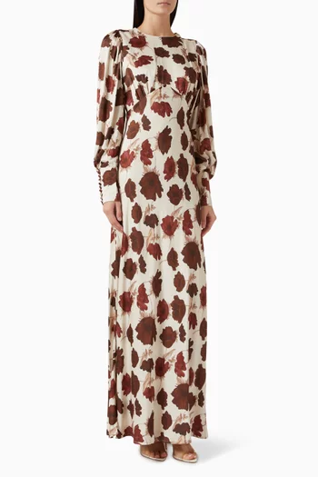 Alize Floral-print Maxi Dress in Satin
