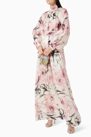 Lal Floral-print Belted Maxi Dress