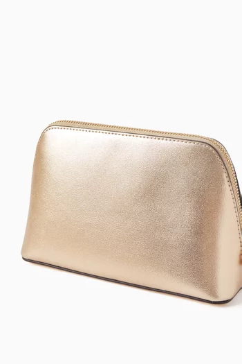 Medium Jet Set Travel Pouch in Metallic Leather