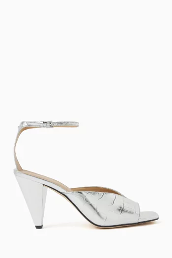 Electra 90 Sandals in Croc-embossed Leather