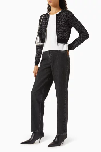 Rhinestone-embellished Logo Crop T-shirt