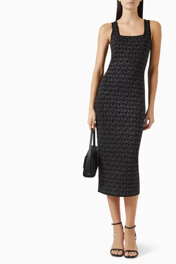 Logo Jacquard Dress in Viscose Blend