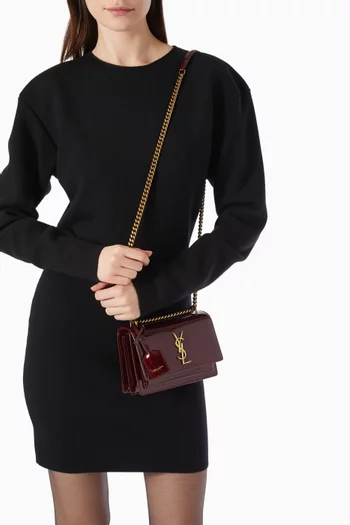 Small Sunset Shoulder Bag in Patent Leather