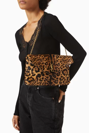 Large Cassandre Leopard-print Chain Pouch in Pony Hair