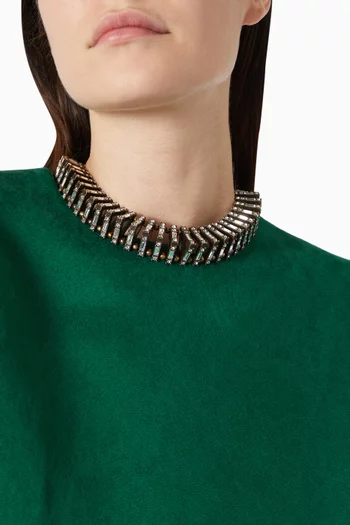 Crystal Pyramid Necklace in Gold-tone Brass