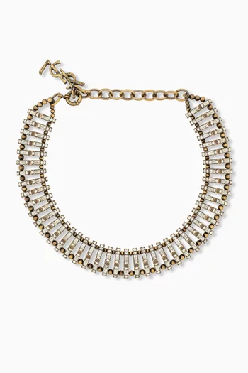 Crystal Pyramid Necklace in Gold-tone Brass