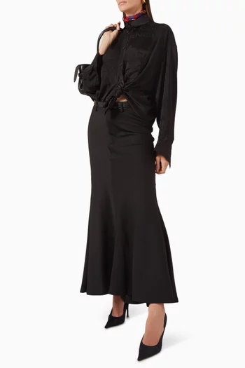 Godet Maxi Skirt in Twill