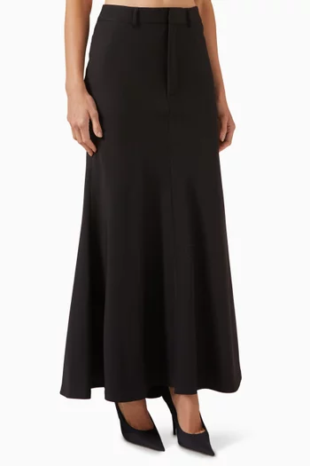Godet Maxi Skirt in Twill