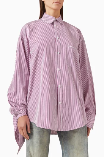 Knotted Cuff Shirt in Cotton-poplin