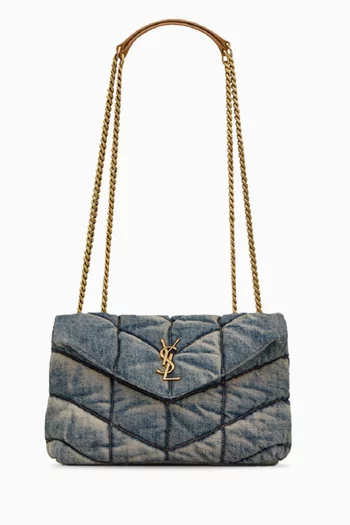 Mini Puffer Toy Bag in Vintage Denim