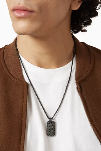 Chevron Diamond Tag Pendant in Titanium
