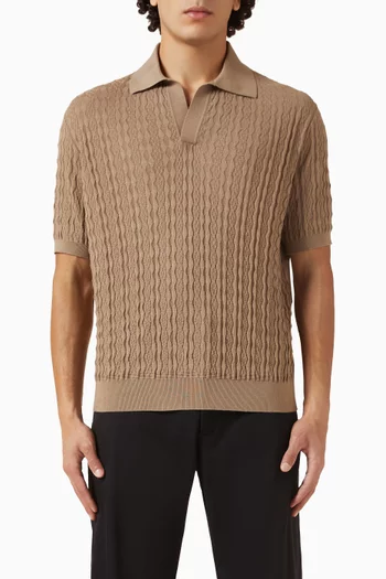 Micro Argyle Polo Shirt in Cotton-knit