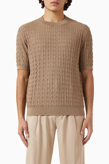 Micro Argyle T-shirt in Cotton-knit