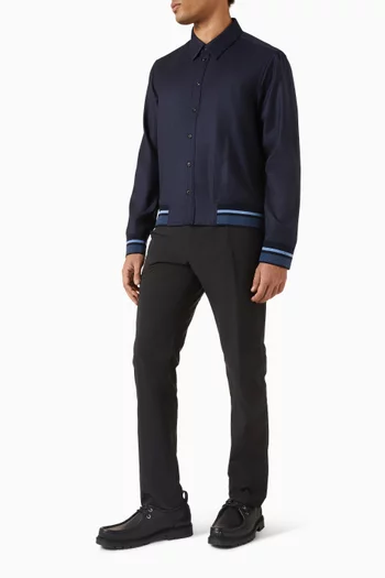 قميص بنمط جاكيت مخطط من مزيج صوف