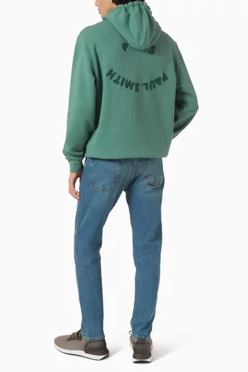 كنزة بغطاء رأس وشعار وجه يبتسم قطن عضوي