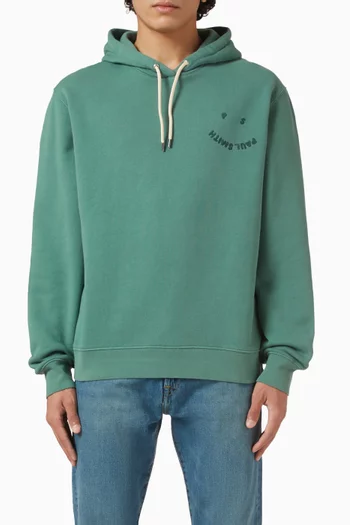 كنزة بغطاء رأس وشعار وجه يبتسم قطن عضوي