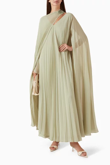 Detachable Cape Double-layered Maxi Dress