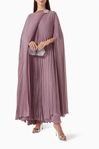 Detachable Cape Double-layered Maxi Dress