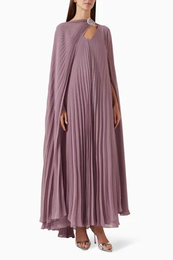 Detachable Cape Double-layered Maxi Dress