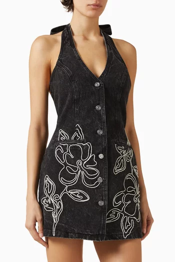 فستان فرانكا قصير مطرز دينم