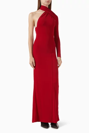 One-shoulder Maxi Dress in Crepe Jersey