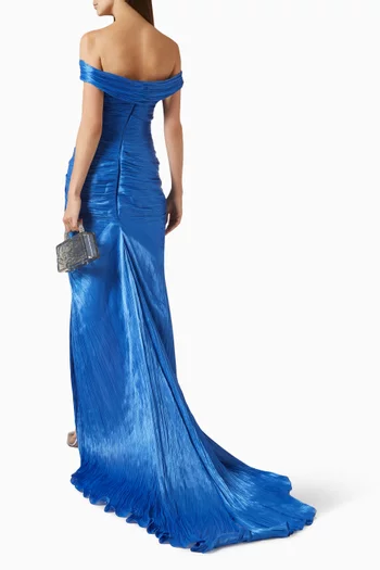 Off-shoulder Twisted Slit Gown