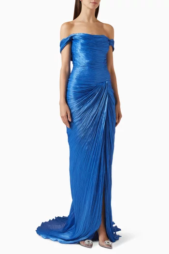 Off-shoulder Twisted Slit Gown