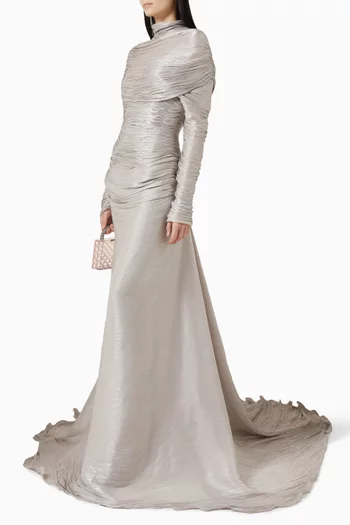 Long Sleeve Off-shoulder Gown
