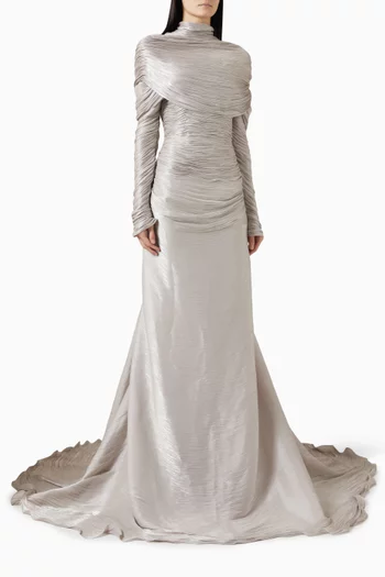 Long Sleeve Off-shoulder Gown