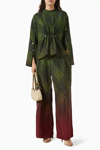 بنطال بنقشة مربعات وألوان متدرجة