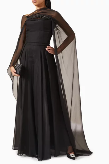 طقم كاريس ستان وحرير شيفون