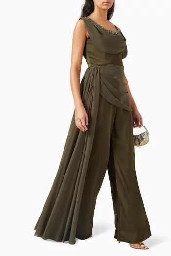 Helene Draped Jumpsuit in Chiffon