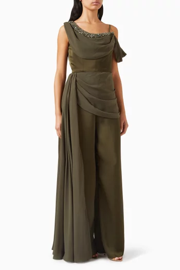 Helene Draped Jumpsuit in Chiffon