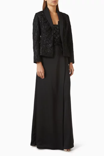 جمبسوت سكالبت بجاكيت قابل للإزالة مزين بالكريستال ستان