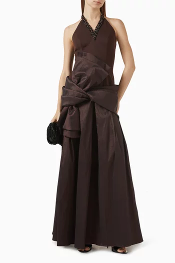 Regal Contour Maxi Dress in Satin