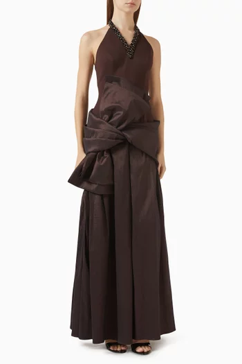 Regal Contour Maxi Dress in Satin