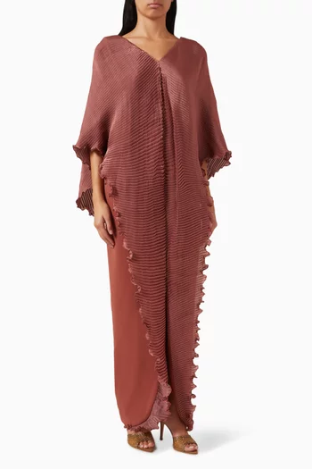 Authority Pleated Maxi Dress in Satin