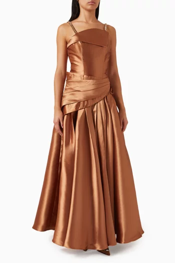 Gilded Grace Maxi Dress in Satin