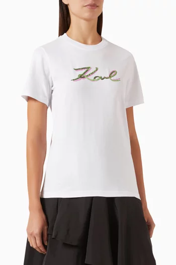 Sequin-embellished Logo T-shirt in Organic-cotton