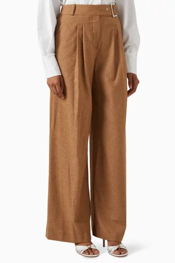 Wide-leg Pants in Wool-blend