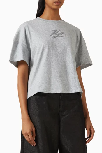 Autograph Sequins Boxy T-shirt in Cotton
