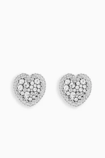 أقراط بمشبك بتصميم قلب مرصع بالكريستال