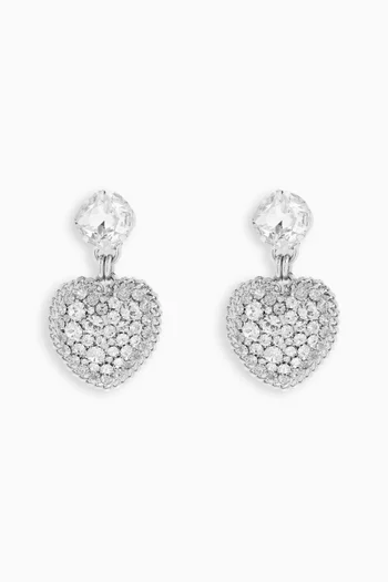 أقراط بمشبك بتصميم قلب مرصع بالكريستال