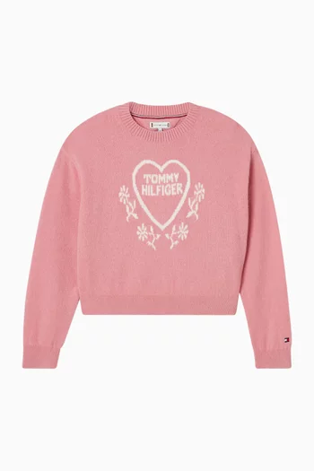 Heart Jacquard Sweater in Knit