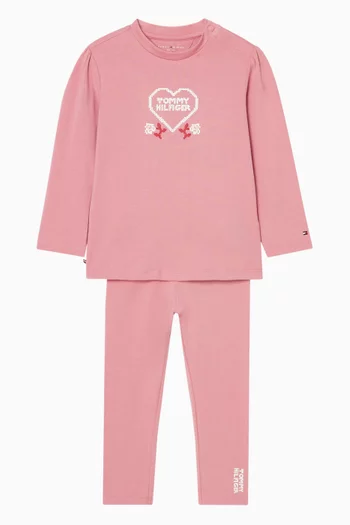 Heart-print Leggings in Cotton-jersey