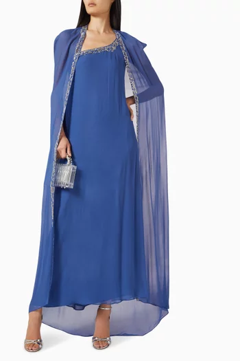 One-shoulder Midi Dress with Cape