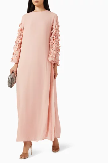 Embellished-sleeve Jalabiya in Double Georgette