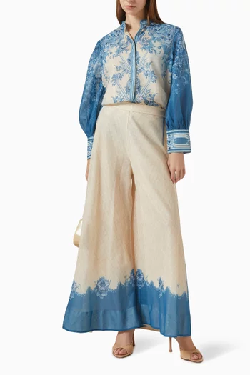 Lunaria Printed Shirt in Lurex Linen