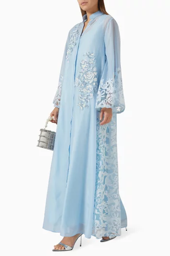 Dione Embroidered Dress in Cotton Silk